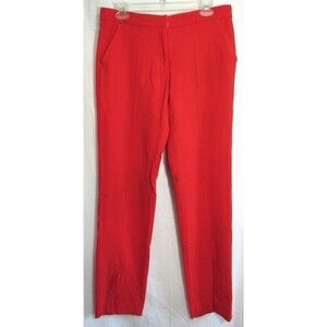 Tanya Taylor Red Split Ankle Wool Blend Mid Rise Pants Size 6 EUC
